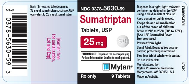 Sumatriptan Tablets, USP 25 mg Bottle Label