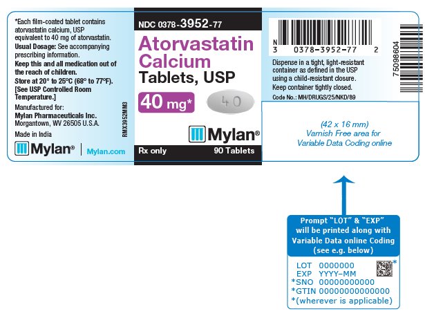 Atorvastatin Calcium Tablets 40 mg Label