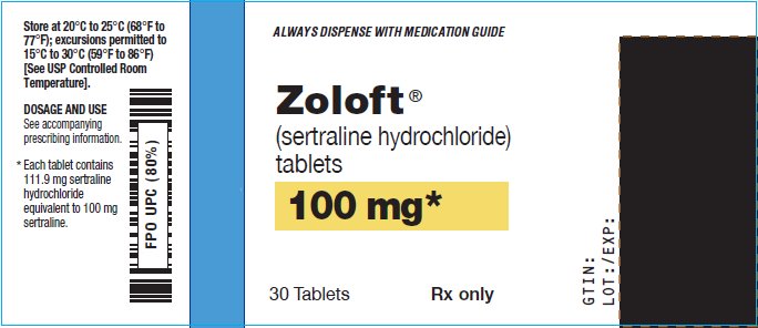 Zoloft Tablets 100 mg Bottle Label