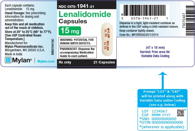 Lenalidomide Capsules 15 mg Bottle Label