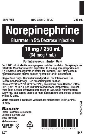 Representative Norepinephrene Container Label  0338-0116-20