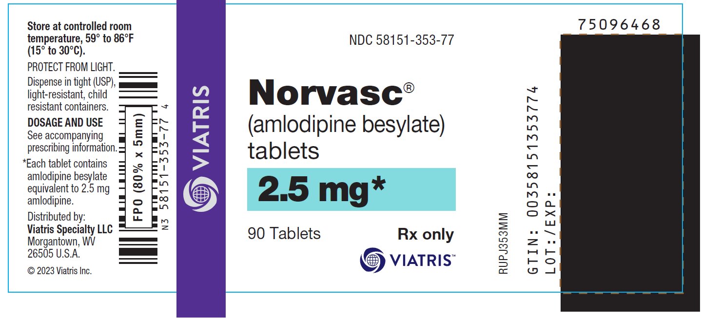 Norvasc 2.5 mg Bottle Label
