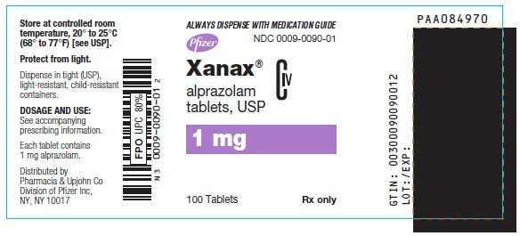Xanax 1 mg product label