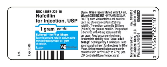 1 gram Nafcillin vial label