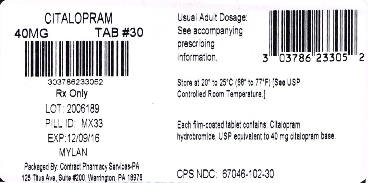Citalopram Tablets, USP 40 mg Bottle Label