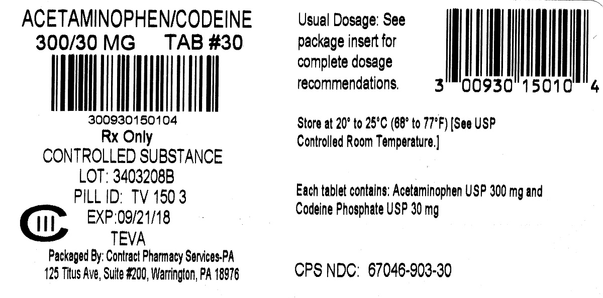 Acetaminophen and codeine phosphate tablets USP 300 mg/30 mg CIII 100s Label 