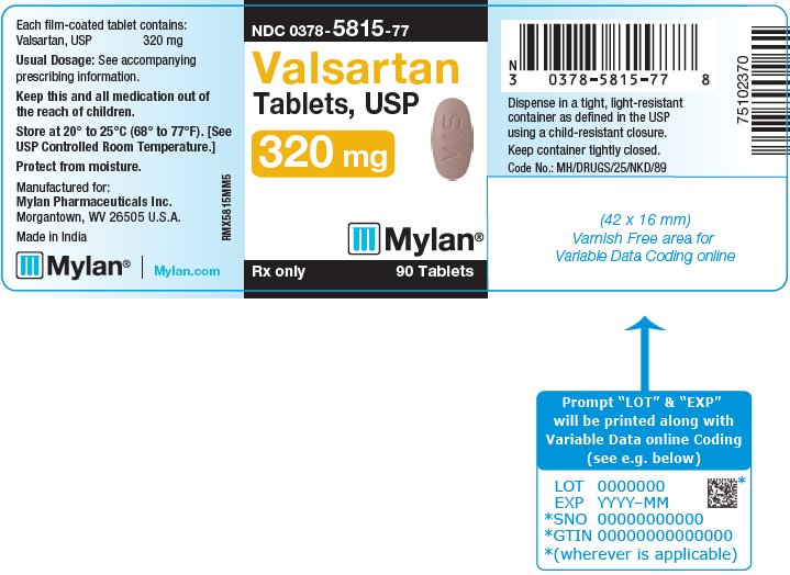 Valsartan Tablets, USP 320 mg Bottle Label