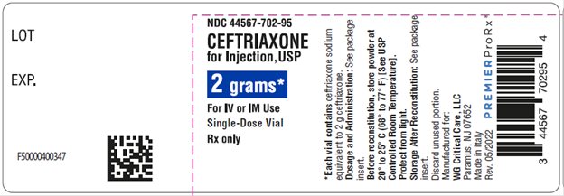 Ceftriaxone for Injection 2 g label image