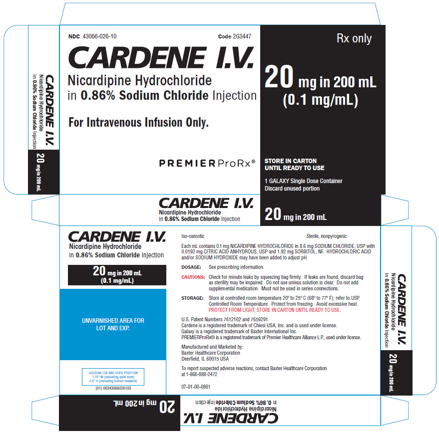 CARDENE Representative 20 mg Carton Label NDC 43066-026-10 