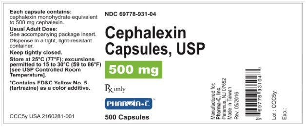 Cephalexin Capsules, USP 500 mg 500s label