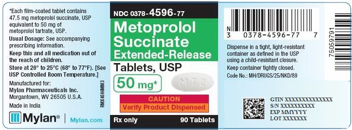 Metoprolol Succinate Extended-Release Tablets, USP 50 mg Bottle Label