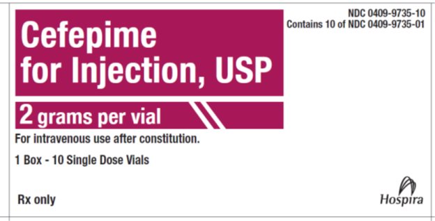 Cefepime for Injection, USP 2 gram carton label