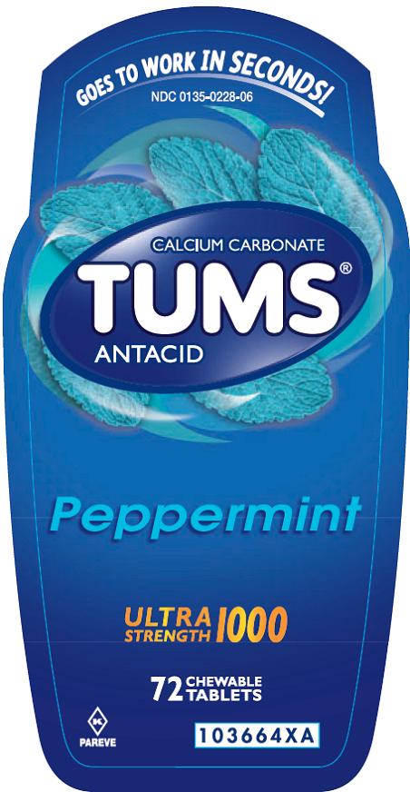 Tums Ultra Peppermint 72 count front label