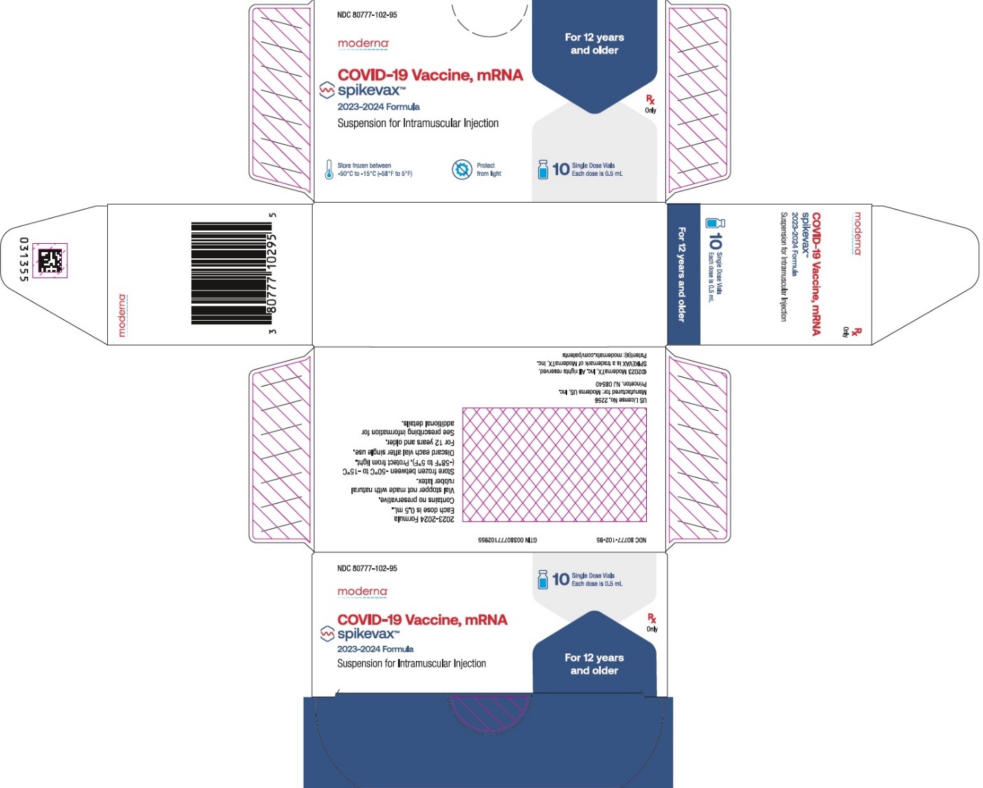 Spikevax (COVID-19 Vaccine, mRNA) 2023-2024 Formula Suspension for Intramuscular Injection Single Dose Vial Carton 0.5 mL