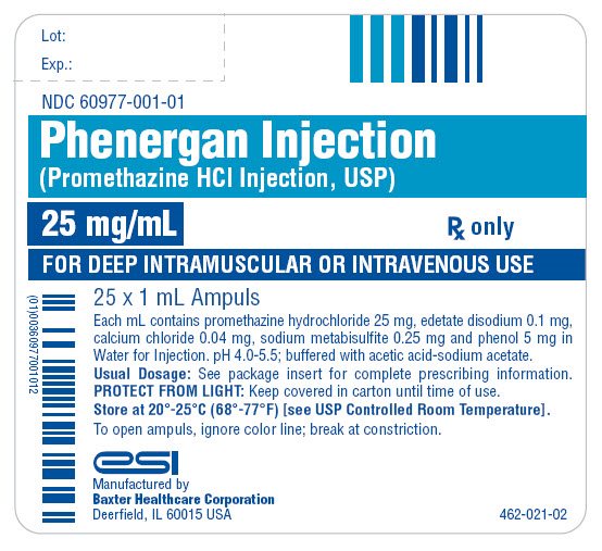 Representative Carton Label for Phenergan Injection Ampuls