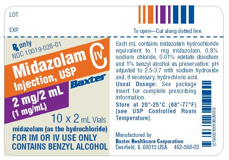 Midazolam Representative Carton Label