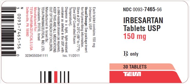 Irbesartan Tablets USP 150 mg, 30s Label