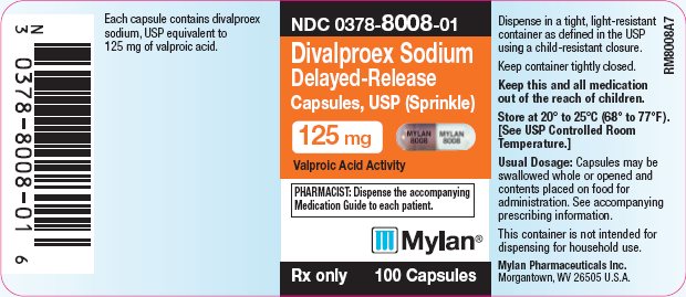 Divalproex Sodium Delayed-Release Capsules, USP (Sprinkle) 125 mg Bottle Label
