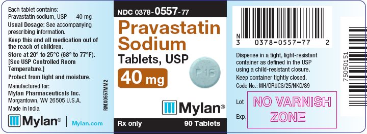 Pravastatin Sodium Tablets, USP 40 mg Bottle Label