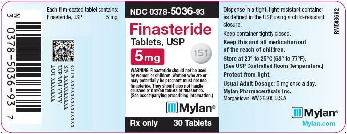 Finasteride Tablets 5 mg Bottle Label