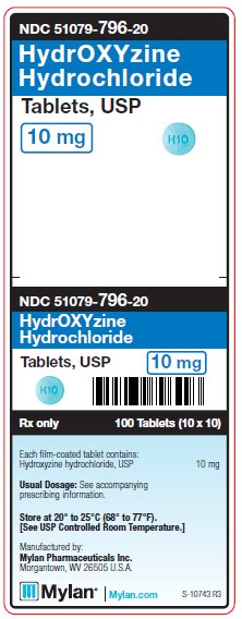 Hydroxyzine Hydrochloride 10 mg Tablets Unit Carton Label