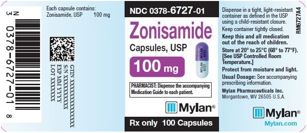 Zonisamide Capsules 100 mg Bottle Labels