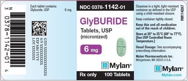Glyburide Tablets 6 mg Bottle Label