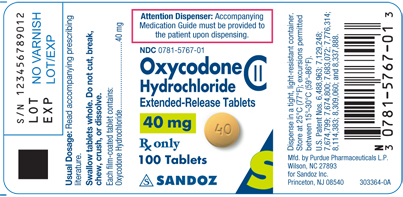 Oxycodone HCl Extended-Release Tablets 40 mg Label