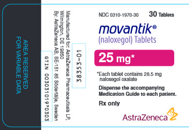 Movantik 25 mg 30 tablet bottle label