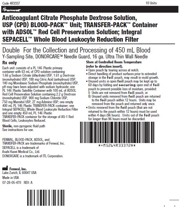 Anticoagulant Citrate Phosphate Dextrose Solution, USP (CPD) BLOOD-PACK™ Unit; TRANSFER-PACK™ Container with ADSOL™ Red Cell Preservation Solution; Integral SEPACELL™ Whole Blood Leukocyte Reduction Filter label