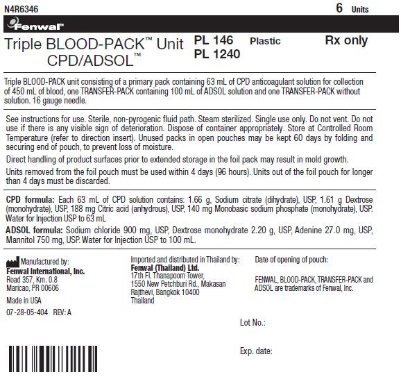 Triple BLOOD-PACK™ Unit CPD/ADSOL™ label