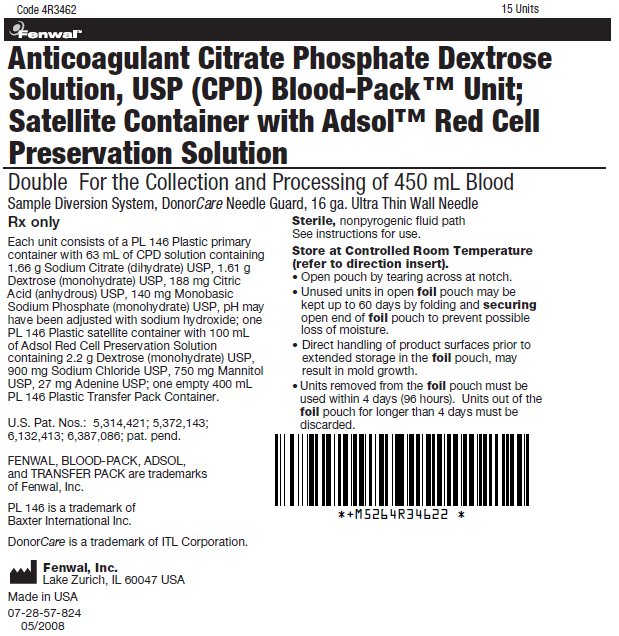 Anticoagulant Citrate Phosphate Dextrose Solution, USP (CPD) Blood-Pack™ Unit; Satellite Container with Adsol™ Red Cell Preservation Solution label