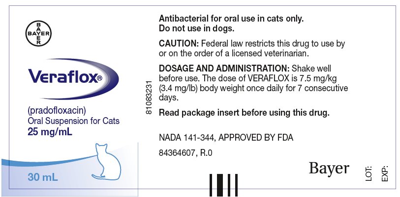 Veraflox (pradofloxacin) Oral Suspension for Cats 25 mg/mL - 30 mL label