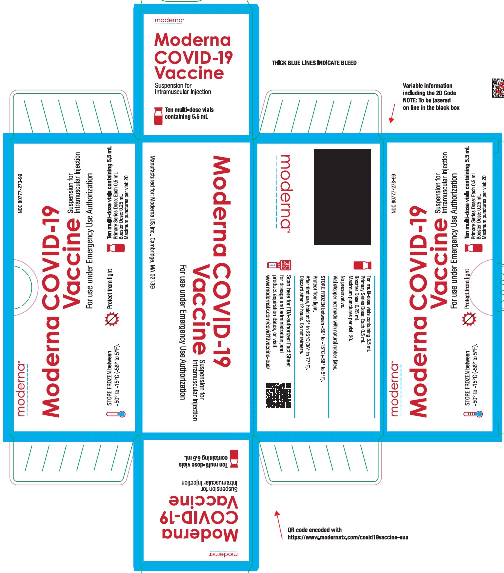 Moderna COVID-19 Vaccine Suspension for Intramuscular Injection for use under Emergency Use Authorization 5.5 mL Carton