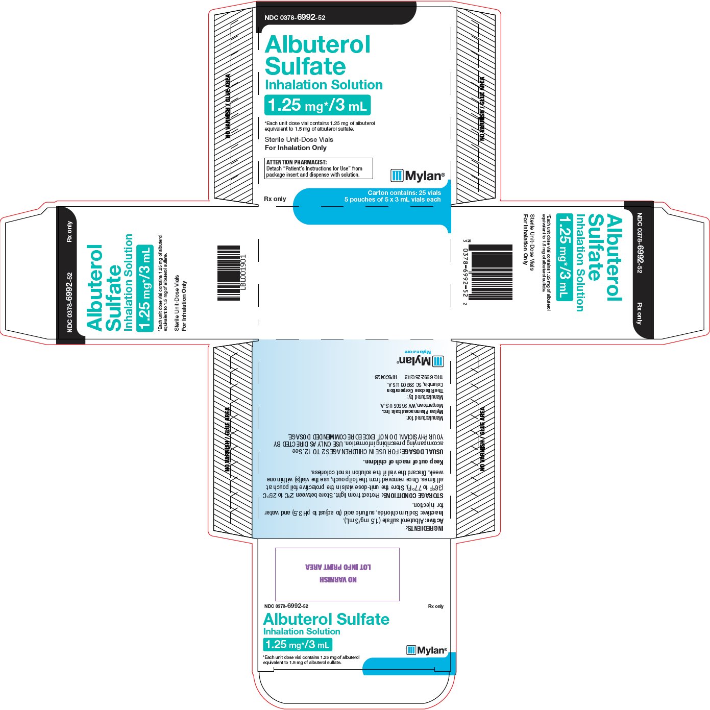 Albuterol Sulfate Inhalation Solution 1.25 mg/3 mL Carton Label
