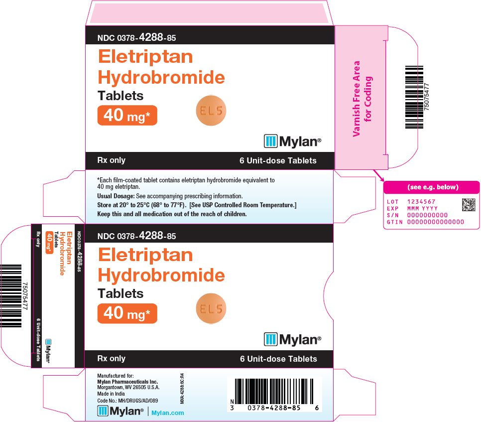 Eletriptan Hydrobromide Tablets 40 mg Bottle Label