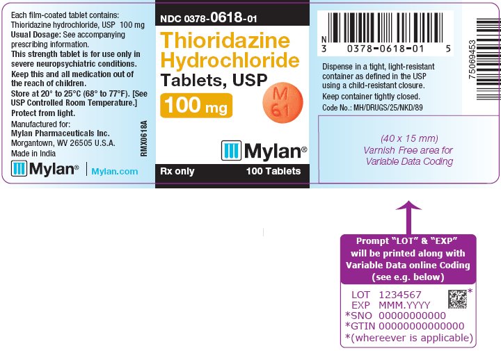 Thioridazine Hydrochloride Tablets 100 mg Bottle Label