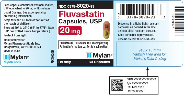 Fluvastatin Capsules 20 mg Bottle Label