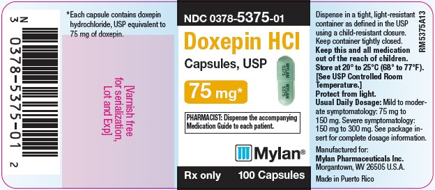 Doxepin Hydrochloride Capsules, USP 75 mg Bottle Label