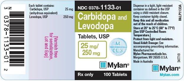 Carbidopa and Levodopa Tablets, USP 25 mg/250 mg Bottle Label