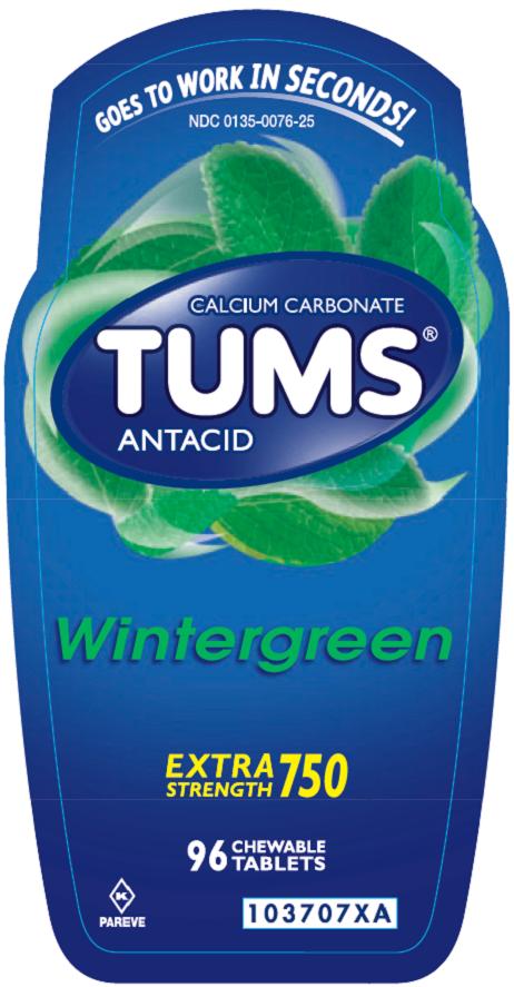 Tums Extra Strength Wintergreen 96 count front label