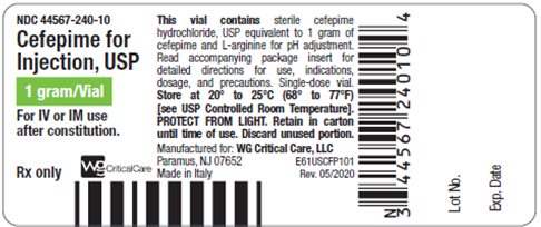 Cefepime for Injection, USP 1 gram vial label image