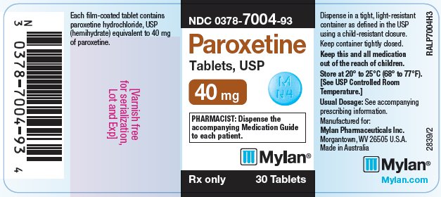 Paoxetine Tablets, USP 40 mg Bottle Label