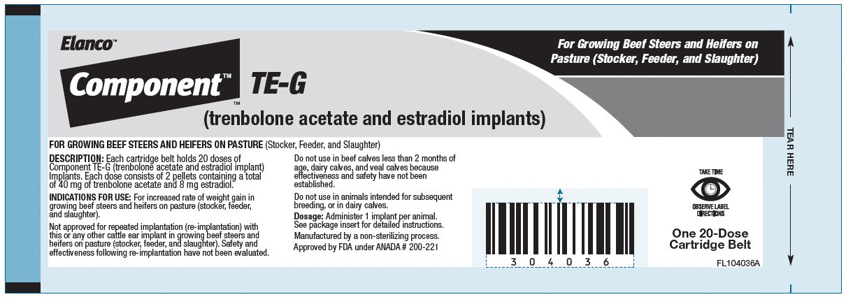 Component TE-G (trenbolone acetate and estradiol implants) cartridge front label