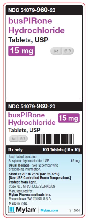 busPirone Hydrochloride 15 mg Tablets Unit Carton Label