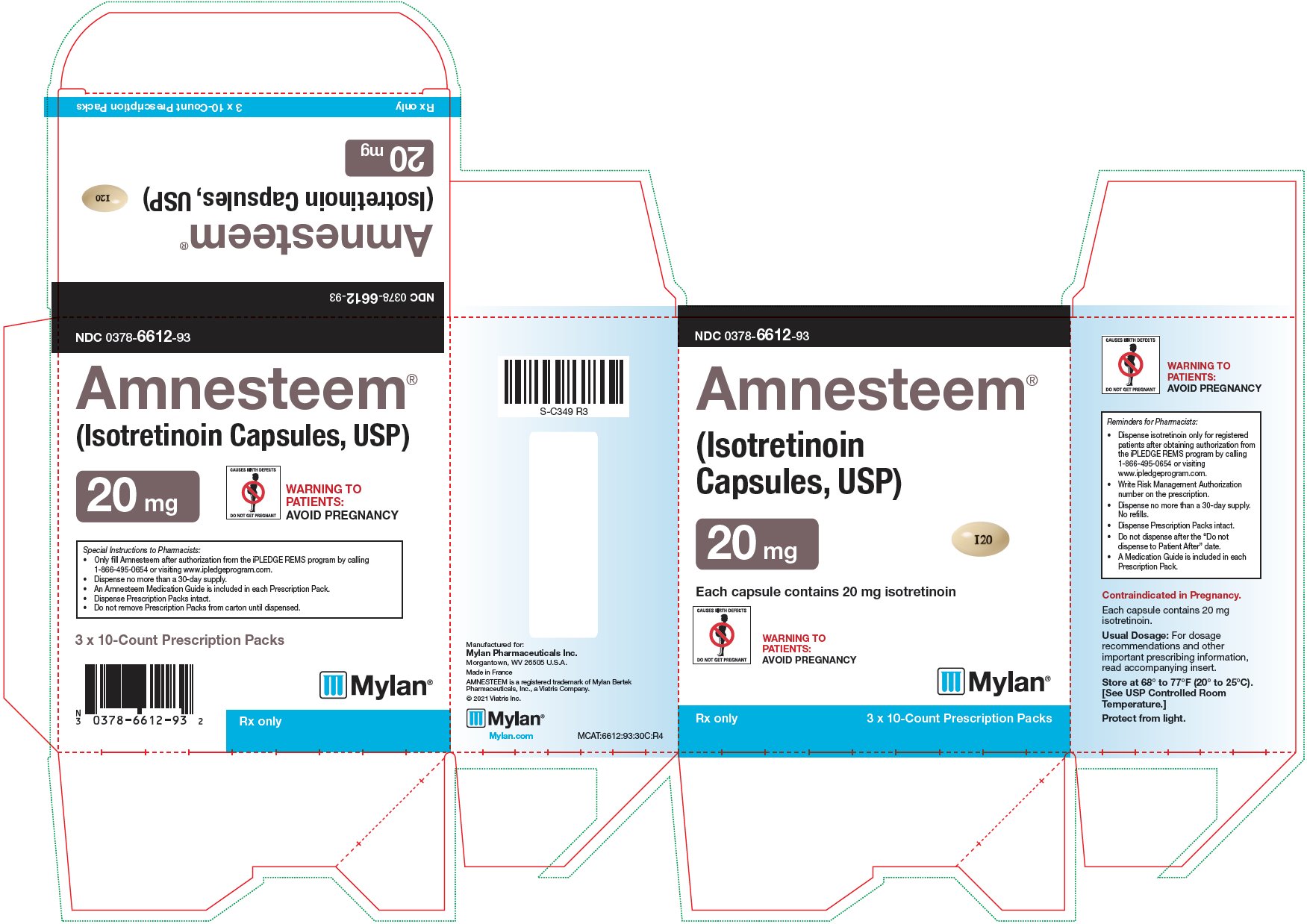 Amnesteem Capsules 20 mg Carton Label