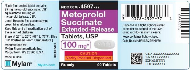 Metoprolol Succinate Extended-Release Tablets, USP 100 mg Bottle Label