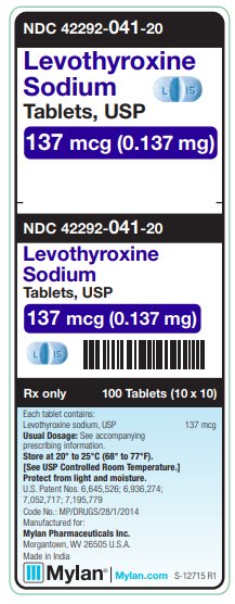 Levothyroxine Sodium 137 mcg (0.137 mg) Tablets, USP Unit Carton Label