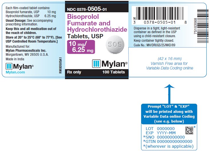 Bisoprolol Fumarate and Hydrochlorothiazide Tablets 10 mg/6.25 mg Bottle Label