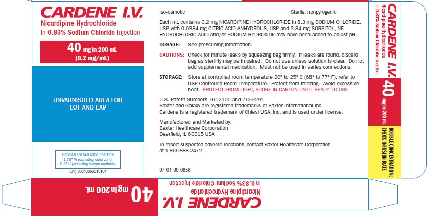 CARDENE Representative 40 mg Carton Label 2 of 2 NDC  43066-016-10